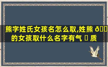 熊字姓氏女孩名怎么取,姓熊 🐵 的女孩取什么名字有气 ☘ 质